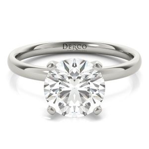 Platinum Rounded 2mm Solitaire engagement ring with 1.01 Carat Round Diamond Platinum Rounded 2mm Solitaire engagement ring with 1.01 Carat Round Diamond