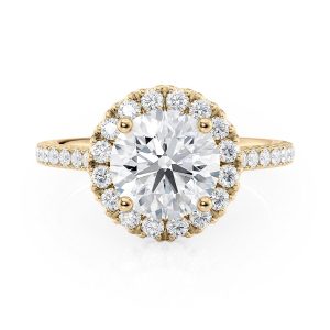18K Yellow Gold Halo Engagement Ring