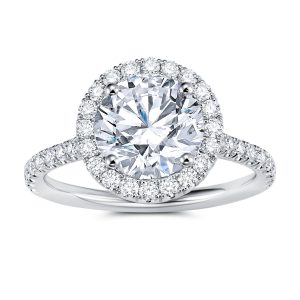 14K White Gold Petite Halo Engagement Ring with 0.7 Carat Radiant Diamond 14K White Gold Petite Halo Engagement Ring with 0.7 Carat Radiant Diamond