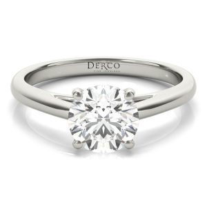 18K White Gold Cathedral Solitaire Engagement Ring with 1.53 Carat Cushion Diamond