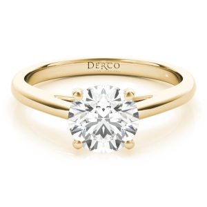 14K Yellow Gold Cathedral Solitaire Engagement Ring