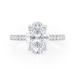 18K White Gold U Prong Tapered Cathedral Engagement Ring