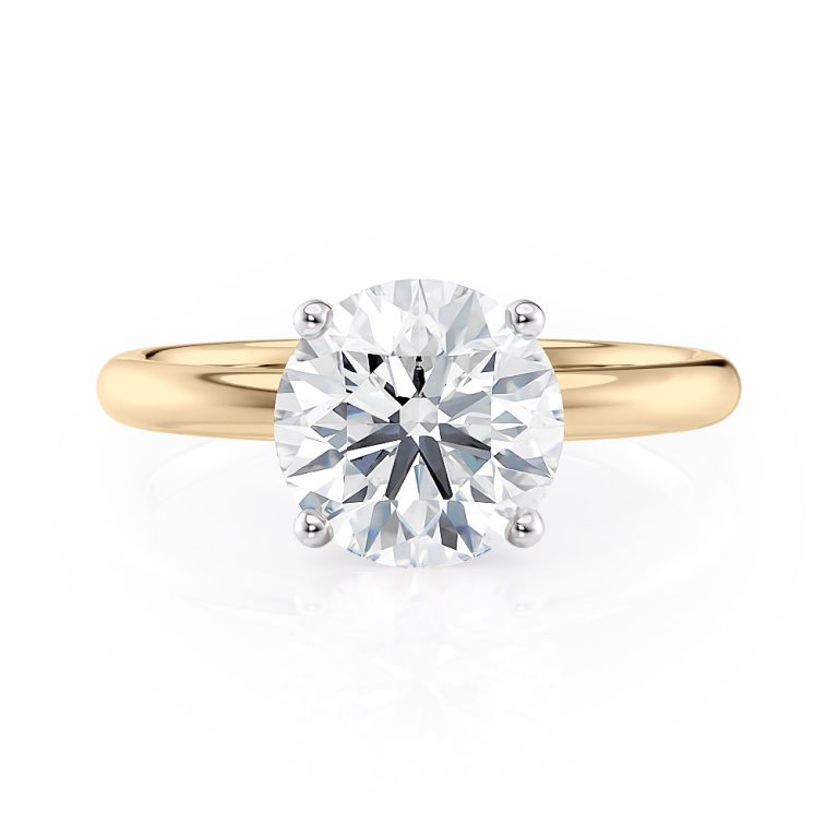 14k yellow gold rounded 2mm solitaire engagement ring with 14k yellow gold metal and round shape diamond