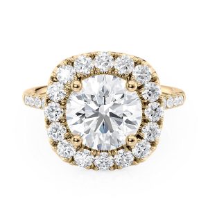 18K Yellow Gold Large Halo Engagement Ring