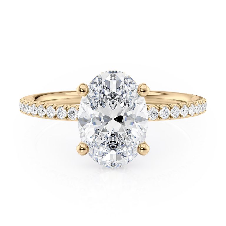 The Classic Hidden Halo Oval Engagement Ring in Yellow gold