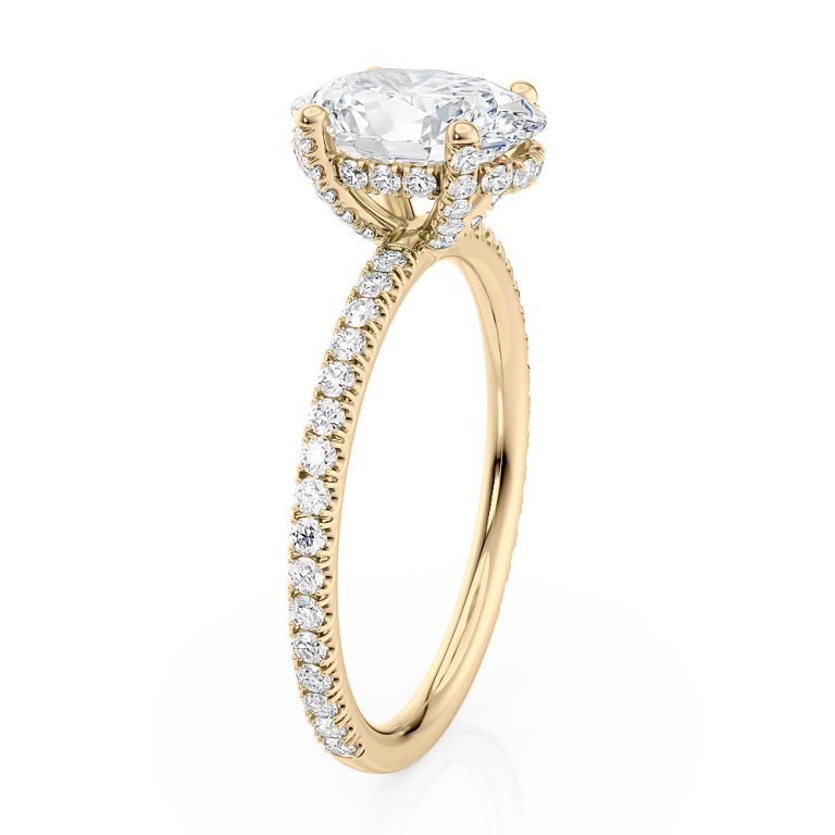 The Classic Hidden Halo Oval Engagement Ring in Yellow gold