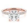 14k rose gold diamond prong engagement ring with round shape diamond