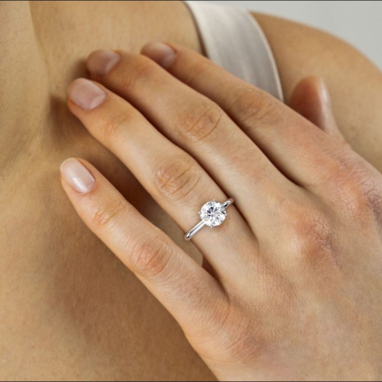 Eve: Simple & Classic Solitaire Ring, Tapered Band | Ken & Dana Design