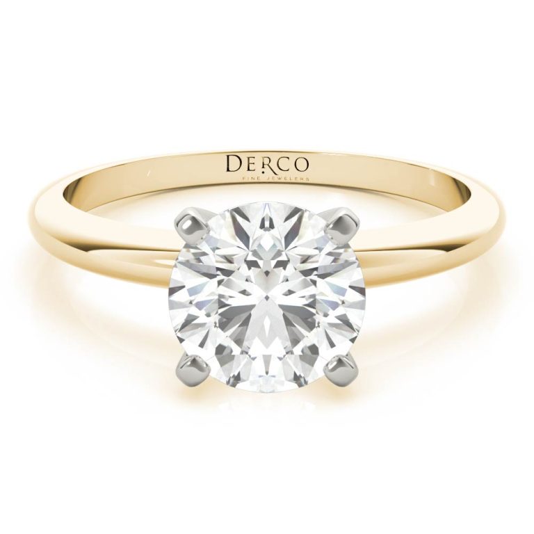 14k yellow gold solitaire 4 prong engagement ring with 14k yellow gold metal and round shape diamond