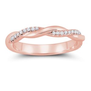 14K Rose Gold Petite Vine Twist Diamond Band 14K Rose Gold Petite Vine Twist Diamond Band