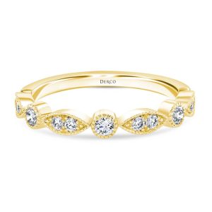 18K Yellow Gold Vintage Inspired Stackable Diamond Band 18K Yellow Gold Vintage Inspired Stackable Diamond Band