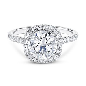 Platinum Petite Cushion Halo Engagement Ring