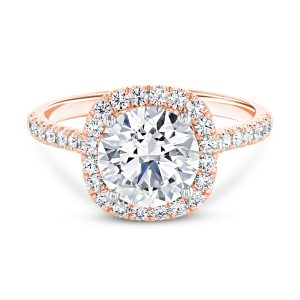 14K Rose Gold Petite Cushion Halo Engagement Ring