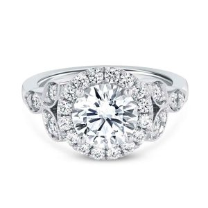 Platinum Vintage Inspired Halo Engagement Ring