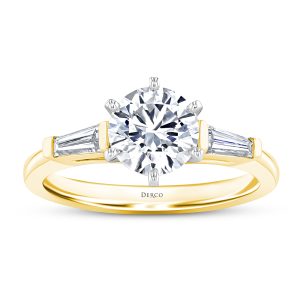 18K Yellow Gold Tapered Baguette Diamond Engagement Ring