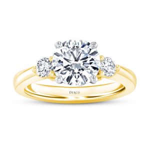 18K Yellow Gold Three Stone Diamond Engagement Ring
