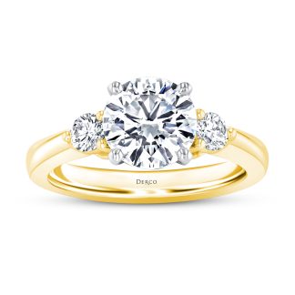 14K Yellow Gold Stone Diamond Engagement - Diamonds