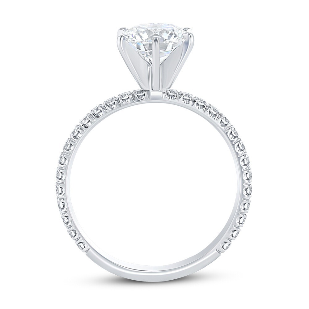 14K White Gold Petite Micro Pave Engagement Ring with 1.4 Carat Princess Diamond 14K White Gold Petite Micro Pave Engagement Ring with 1.4 Carat Princess Diamond