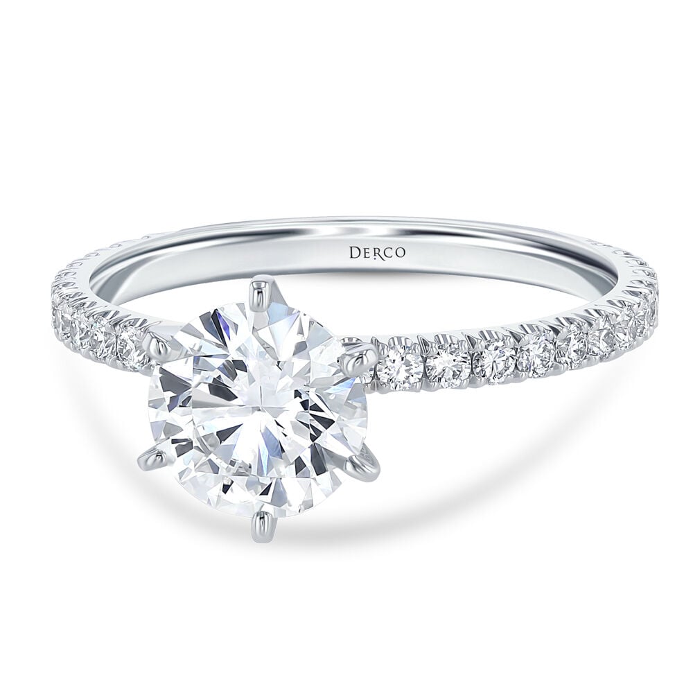 14K White Gold Petite Micro Pave Engagement Ring with 1.4 Carat Princess Diamond 14K White Gold Petite Micro Pave Engagement Ring with 1.4 Carat Princess Diamond