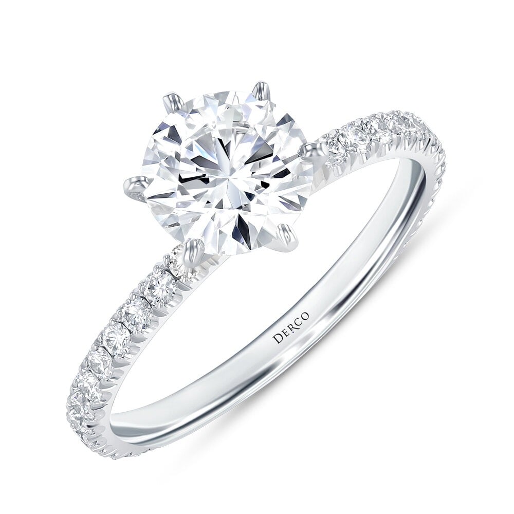 14K White Gold Petite Micro Pave Engagement Ring with 1.4 Carat Princess Diamond 14K White Gold Petite Micro Pave Engagement Ring with 1.4 Carat Princess Diamond