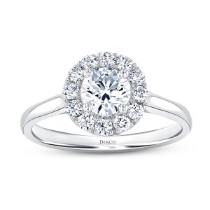 Platinum Plain Shank Floating Halo Engagement Ring