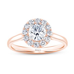 14K Rose Gold Plain Shank Floating Halo Engagement Ring