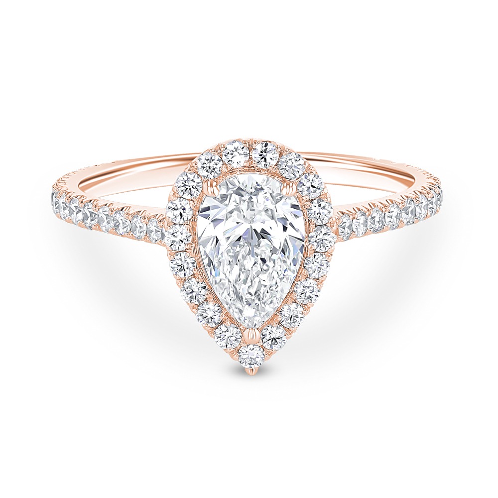 Pat Vuilnisbak Doe mijn best 14K Rose Gold Pear Shape Engagement Ring - Derco Diamonds
