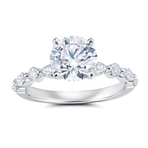 14K White Gold Floating Single Prong Engagement Ring with 0.81 Carat Princess Diamond
