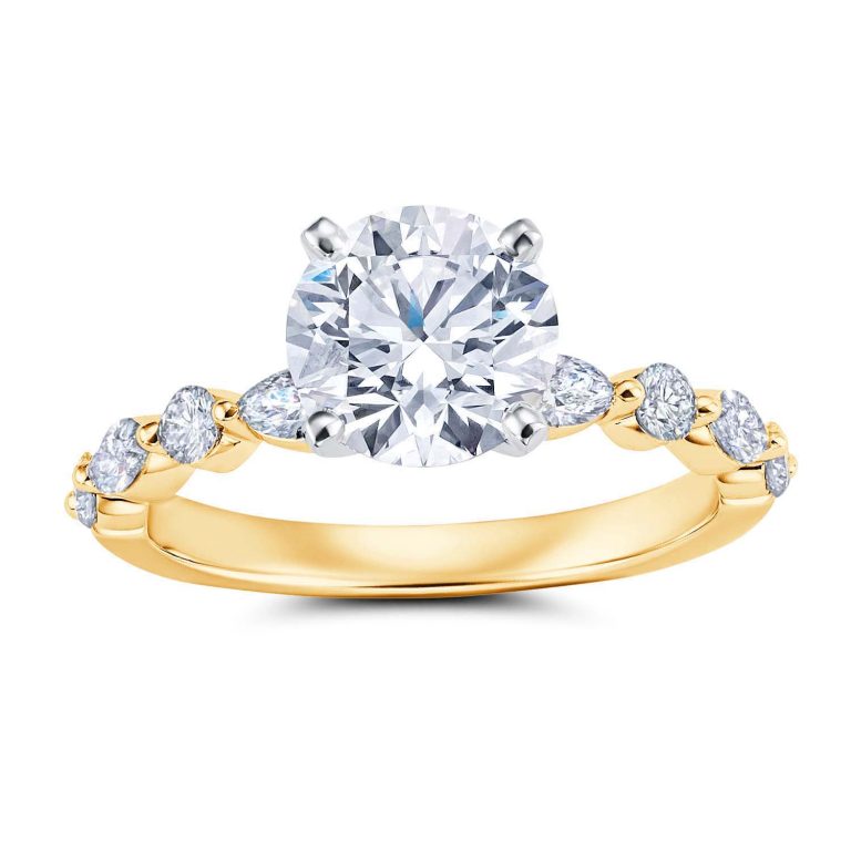 14k yellow gold floating single prong engagement ring with 14k yellow gold metal and round shape diamond