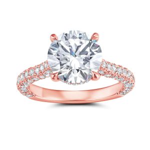 14K Rose Gold Micro Pave Cathedral Engagement Ring