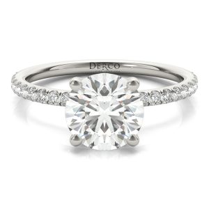 14K White Gold Hidden Halo Engagement Ring with 1.51 Carat Radiant Diamond
