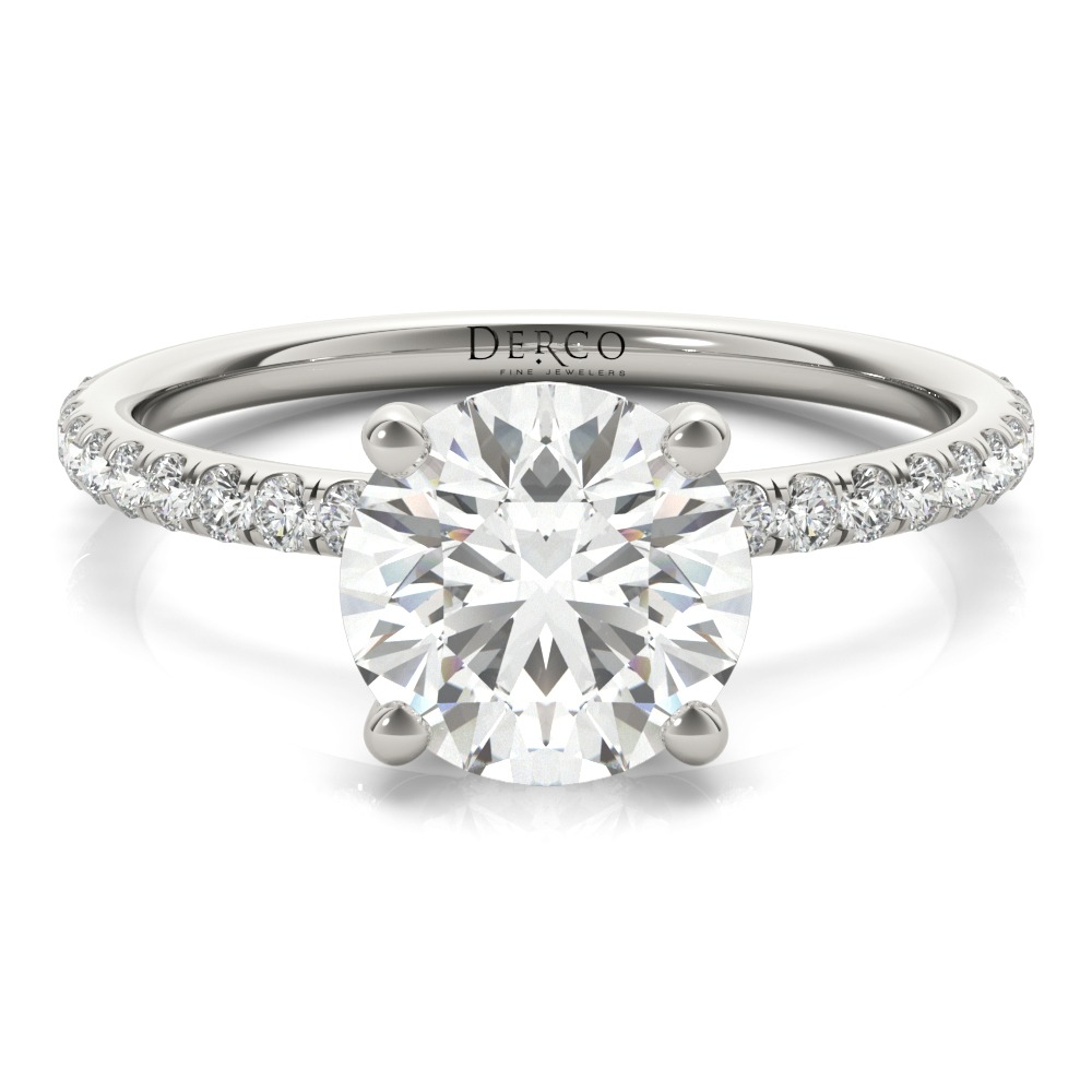 14K White Gold Hidden Halo Engagement Ring with 1.51 Carat Radiant Diamond