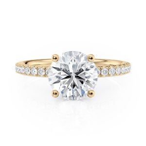 18K Yellow Gold Hidden Halo Engagement Ring