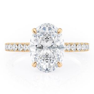 14K Yellow Gold U Prong Tapered Cathedral Engagement Ring