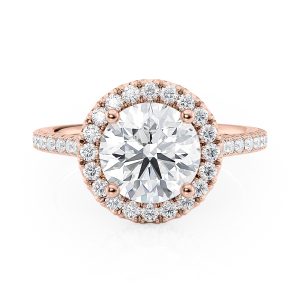 14K White Rose Petite Halo Engagement Ring