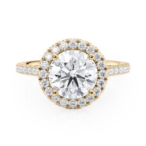 18K Yellow Gold Petite Halo Engagement Ring