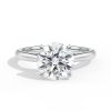 14k white gold tapered cathedral solitaire with open gallery with round shape diamond