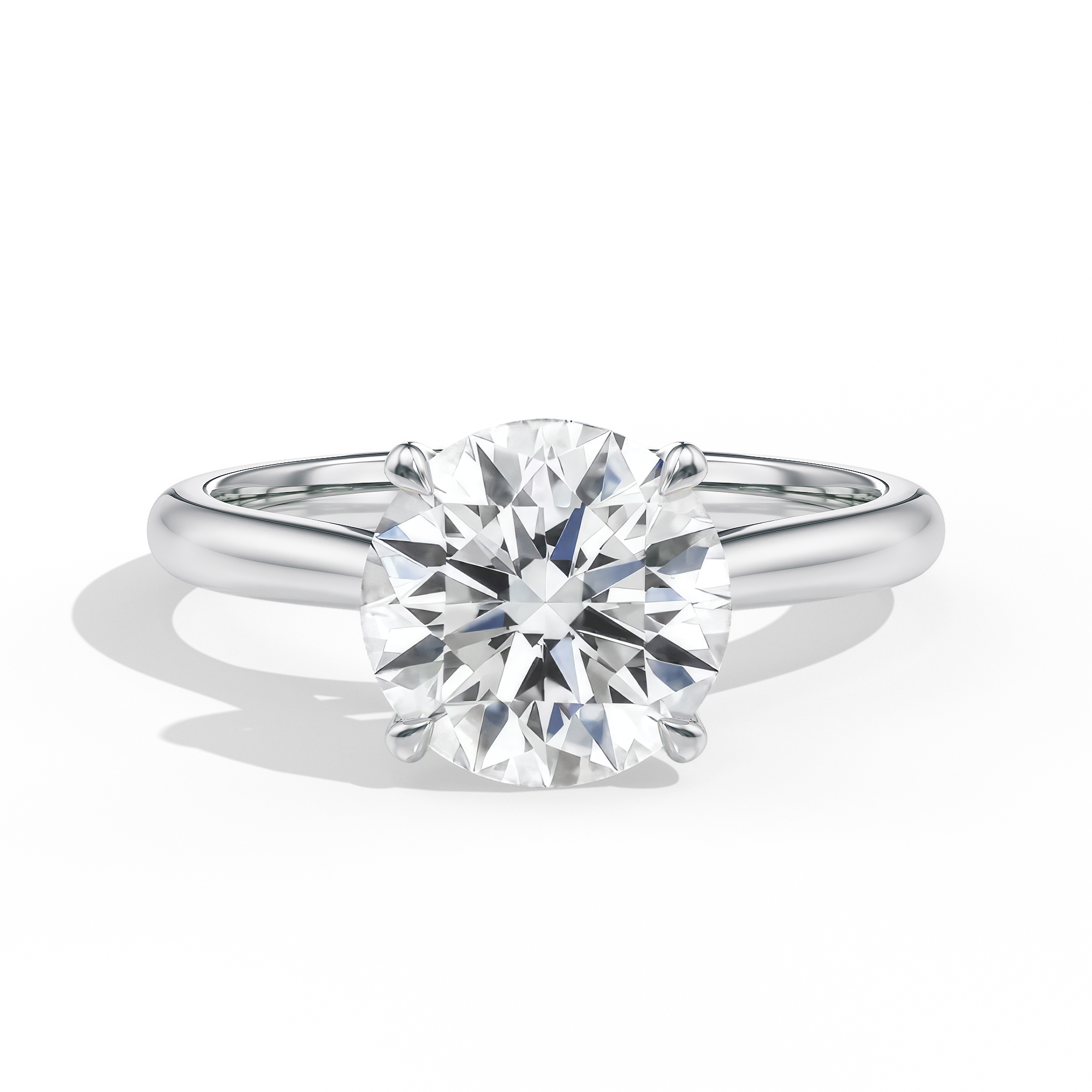 14K White Gold Tapered Cathedral Solitaire with Open Gallery