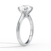 14k white gold tapered cathedral solitaire with open gallery with round shape diamond