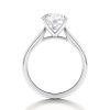 14k white gold tapered cathedral solitaire with open gallery with round shape diamond