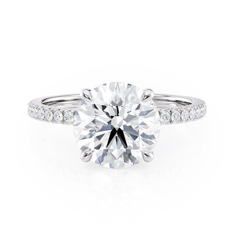 18k white gold floating engagement ring with 18k white gold metal and round shape diamond