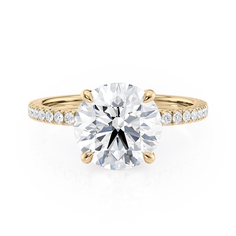 14k yellow gold floating engagement ring with 14k yellow gold metal and round shape diamond