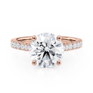 14K Rose Gold Hidden Halo Cathedral Engagement Ring