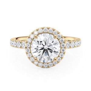 18K yellow Gold Floating Halo Engagement Ring