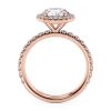 14k rose gold floating halo engagement ring with round shape diamond