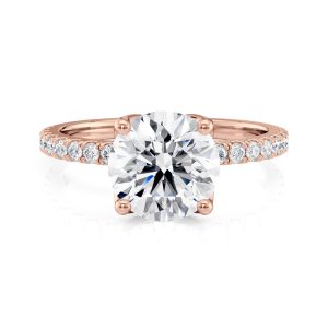 14K Rose Gold Petite Tulip Pave Engagement Ring