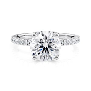 Platinum Petite Tulip Pave Engagement Ring