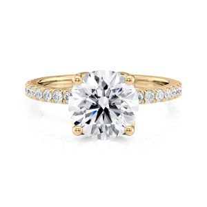 18K Yellow Gold Petite Tulip Pave Engagement Ring