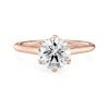 14k rose gold 6 tulip cathedral engagement ring with round shape diamond