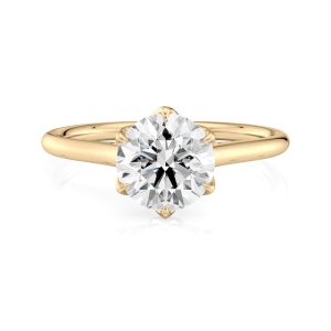 14K Yellow Gold 6 Tulip Cathedral Engagement ring